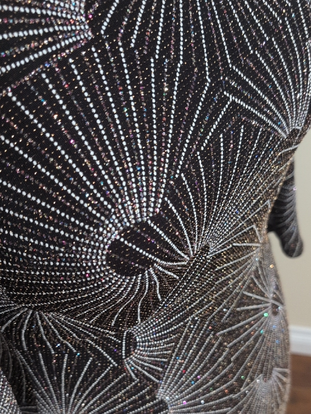 Colori | Black & Silver Sparkle Bejewelled Long-Sleeve Sheath Dress - Picture 6 of 11